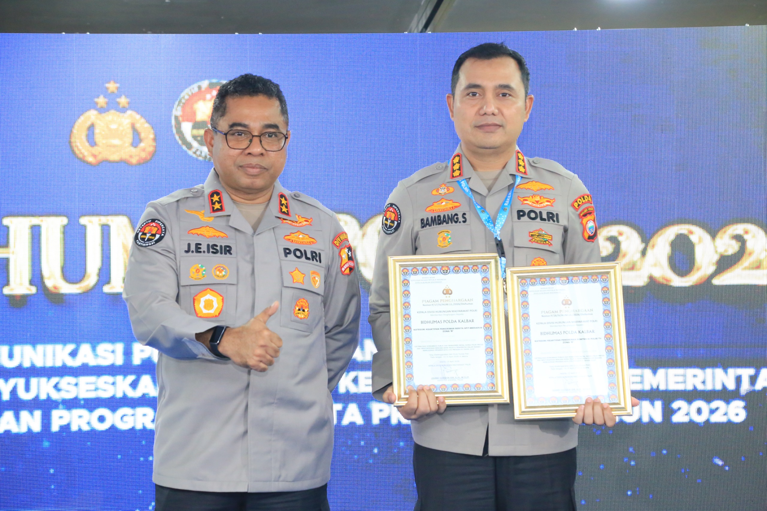 Humas Polda Kalbar Sabet Penghargaan Nasional di Rakernis Humas Polri 2026